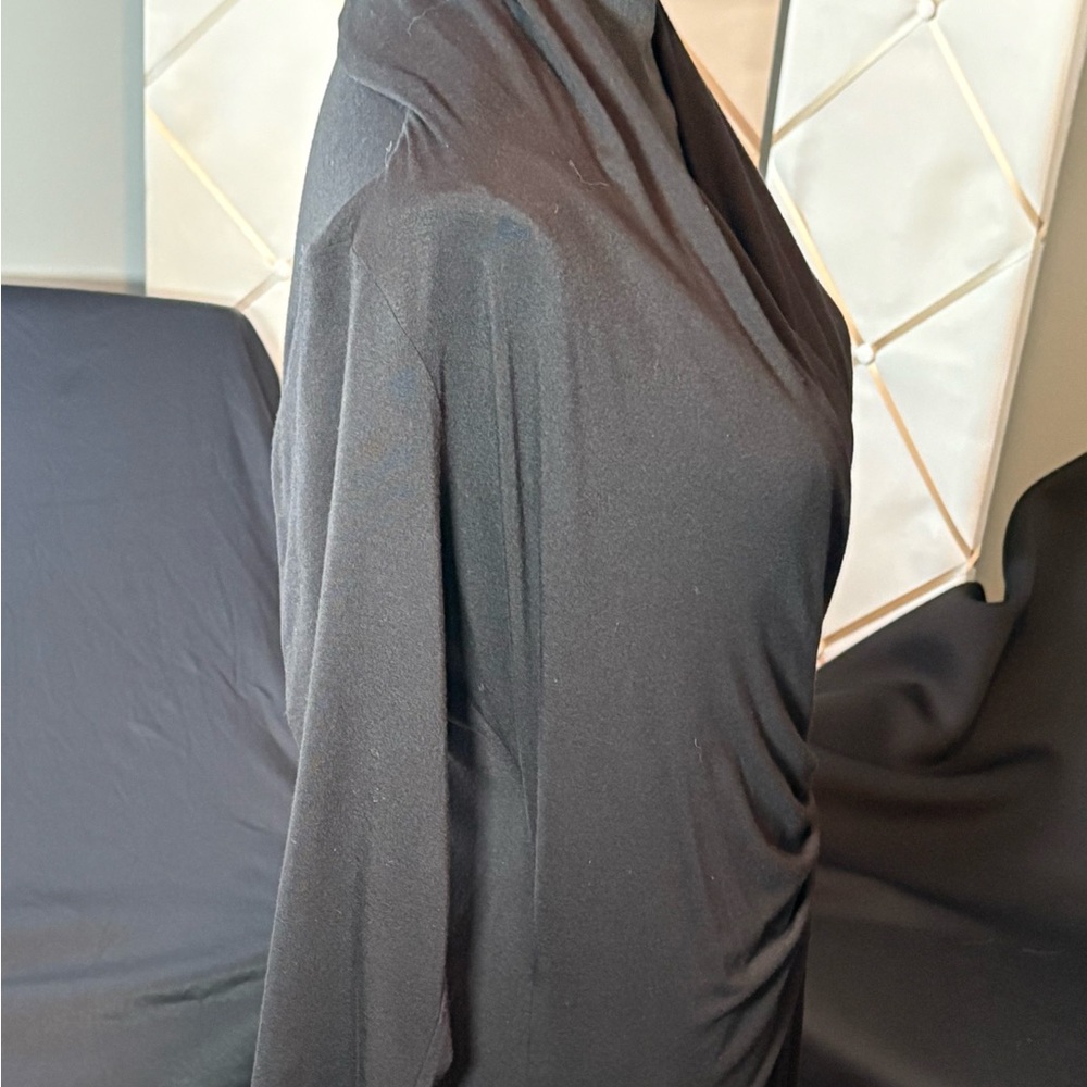Karen Kane Black Cascade Wrap Dress SZ L - Picture 8 of 11